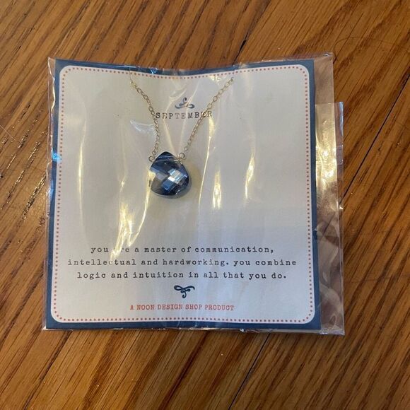 NOON DESIGNS | september birthstone gold necklace NEW - Picture 1 of 3